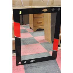 BLACK AND RED BATHROOM MIRROR