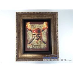 Disney Rare Pirates of the Caribbean Skull Logo Framed Canvas Fine Art Display
