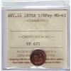 Image 1 : Anticosti Island 1870A, 1/8 Penny, ICCS MS-62.