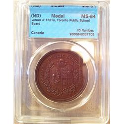 Leroux # 1331a, Toronto Public School Board, CCCS MS-64, near Gem quality.