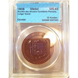 Medal; Société des Artisans Canadiens Français, Ludger Gravel, CCCS MS-65, Gem quality .