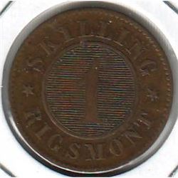 Denmark; 1 Skilliing 1856 C in VF.