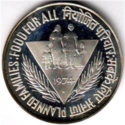 India; 50 Rupees 1975 PF-65 UHC, Food For All, Planned Families.