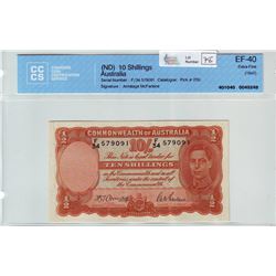 Australia; 10 Shillings note ND (1942), CCCS EF-40, Pick # 25b, serial F/34 579091.