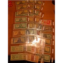Cuba; Lot of Specimen Notes, dating 1967-1990, includes Un Pesos(10), Cinco Pesos(6), Diez Pesos(7),
