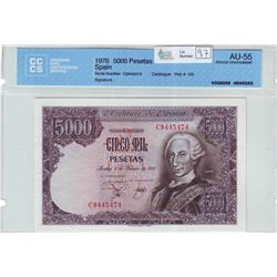 Spain; 5000 Pesetas note 1976, CCCS AU-55, Pick # 155, serial C9445474.