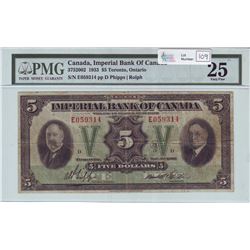 Imperial Bank of Commerce, 375-20-02, 1933, $5.00 note, Phipps Rolph, serial E059314, PMG VF-25.