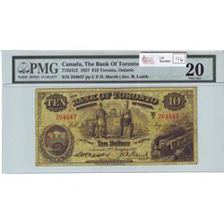 The Bank of Toronto, 715-24-12, 1937, $10.00 note, Marsh Lamb, serial 264847, PMG VF-20.