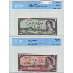 Bank of Canada; $1.00 Devil's Face note 1954, BC-29b, Beattie Coyne, serial M/A4289610, CCCS EF-45 &