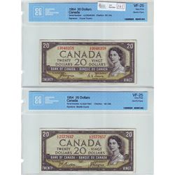 Bank of Canada; $20.00 Devil's Face note 1954, BC-33a, serial A/E3046358, CCCS VF-25 & $20.00 Devil'
