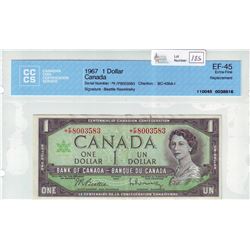 Bank of Canada; $1.00 Replacement note 1967, BC-45bA-i, Beattie Rasminsky, *F/P8003583, CCCS EF-45.