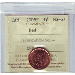 1 cent 2005P ICCS MS-67; Red.