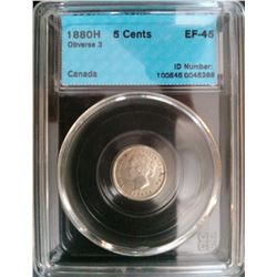 5 cents 1880H CCCS EF-45; Obverse 3.