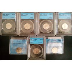 5 cents 1962 MS-63; Die Clash Obverse, 1963 MS-64; Die Break Between 96, 1963 MS-63 Attached AD of C