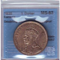 Silver dollar 1935, CCCS MS-63; Doubling on Indian & Voyageur.