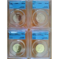 Loon dollar 2005 Terry Fox MS-64, 2011 Loon Reverse Security Stamps MS-64, 2011 Loon MS-64 & 2012 Lo
