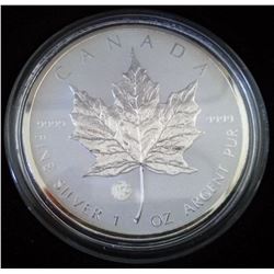 5 dollars 2011 Silver Maple Leaf 1 oz .9999 Fabulous 15 Privy mark in case and capsule.