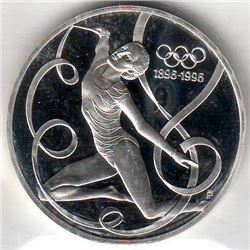 Austria: 200 Schillings 1995, Olympic Centenary, Ribbon Dancer, KM # 3026. Proof coin containing 0.9