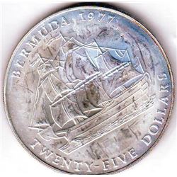 Bermuda: 25 dollars 1977, Queen's Silver Jubilee, KM # 25. Proof coin containing 1.6178 oz ASW.