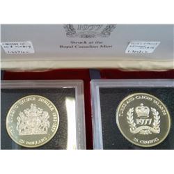 British Commonwealth Set 1977; Issue by British Mint, set of 2 Silver Proof Crown. 25 Crowns Turks a