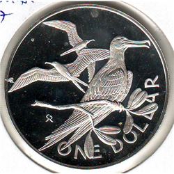 British Virgin Islands: 1 dollar 1977, Queen's Silver Jubilee, KM # 14. Proof coin containing 0.7594