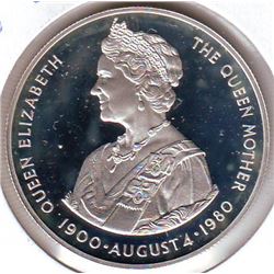 Falkland Islands: 50 pence 1980,Queen Mother's 80th Birthday, KM # 15a. Proof coin containing 0.8356
