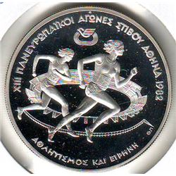 Greece: 500 drachmes 1982, Pan-Europeen Games, racers, KM #140. Proof coin containing 0.8303 oz ASW.
