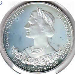 Guernsey; 25 pence 1960, Queen Mother's 80th Birthday, KM # 35a. Proof coin containing 0.8355 oz ASW