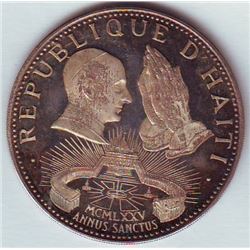 Haiti: 50 gourdes 1975, Pope Paul and praying hands, arms, KM # 123. Proof coin containing 0.4949 oz
