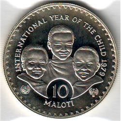 Lesotho: 10 maloti 1979 (1981), International Year of the Child, KM # 24. Proof coin containing 0.84