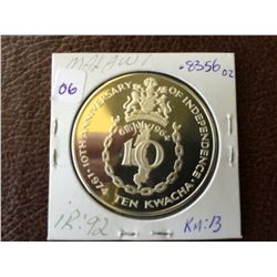 Malawi: 10 kwacha 1974, PR-66, containing ,8356 oz ASW.