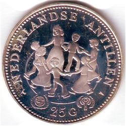 Netherlands Antilles: 25 gulden 1979 (u), International Year of the Child, KM # 22. Proof coin conta