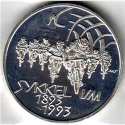 Norway: 100 kroner 1993, World Cycling Championships, 7 cyclists, KM # 444. Proof coin containing 1.