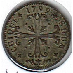 Switzerland: 1/2 batzen 1799, Neuchatel, KM # 55, Billion, EF-40 for type.