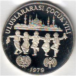 Turkey: 500 lira 1979 (1981), International Year of the Child, KM # 931. Proof coin containing 0.689