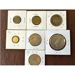 USA: Peace dollar 1923. Barber 1904 50 cents. Liberty seated 1861 half dime. 1917 s Walking Liberty.