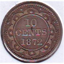 Newfoundland: 10 cents 1872H in F-12.