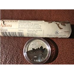 Duo of 2012 farewell to penny, last million roll+ 2012 20$ silver dollars