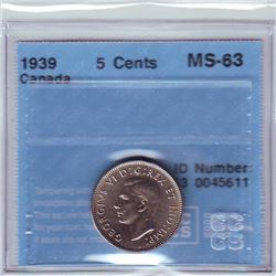5 cents 1939 CCCS MS-63.