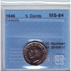 5 cents 1946 CCCS MS-64.