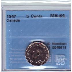 5 cents 1947 CCCS MS-64.