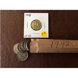 5 cents 1948 Canada, lot of 41 nickels.