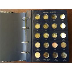 Canada 25 cents vista album,158 coins total: starting 1937 to 2009, included 15 silver coins + 1991 
