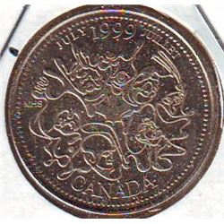 25 cents 1999 July counterstamped.