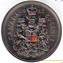 50 Cents 1982 MS-63 Type 2, detailed hair.