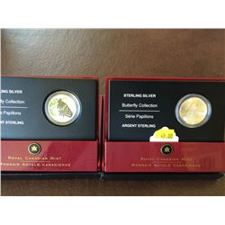 50 cents silver Butterfly collection: 2005 fritillary and 2006 swallowtail. Lot of two coins.