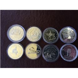Canada:Silver commemorative dollars, 1972-1973-1974-1975-1977-1978-1980-1986. containing 3 oz ASW. L