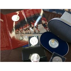 Lot of proof silver coins, 1$ 1994 - 1996 - 1997 - 1999 & 20$ 1994. plus sterling pin. 4.oz ASW.