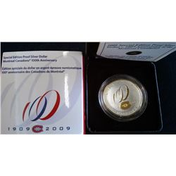 1 dollar 2009 Montreal Canadians Centennial in case with sleeve and COA.