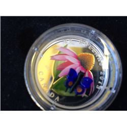 20 dollars 2013 silver coin-Purple coneflower and eastern tailed blue, Murano popular serie